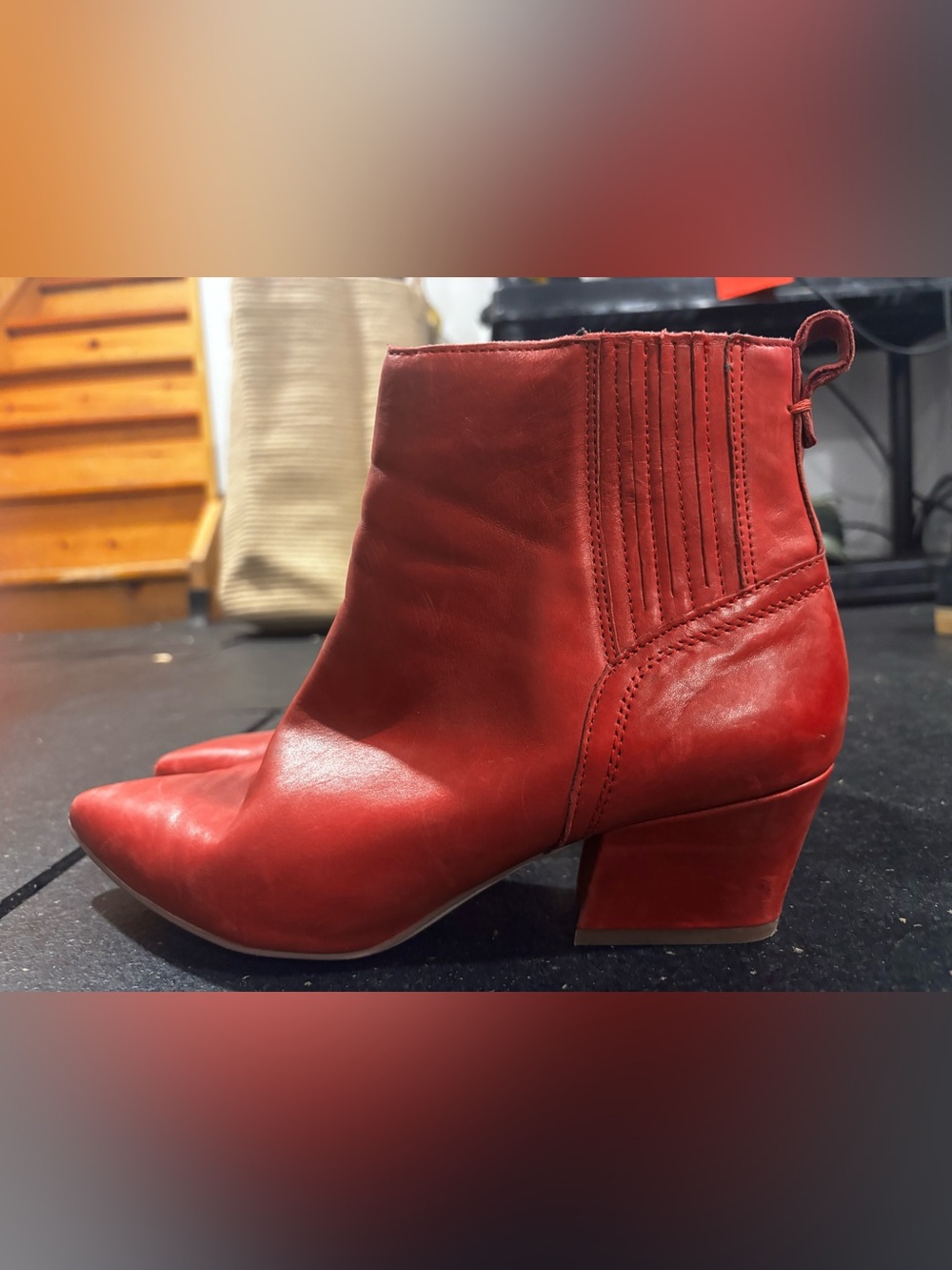 Franco Sarto Red Leather Women's Ankle Boots